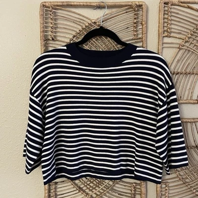 Max Mara выходные в полоску свитер укороченный верхний морской пляжный прибрежный размер XS B10 - Изображение 1 из 4