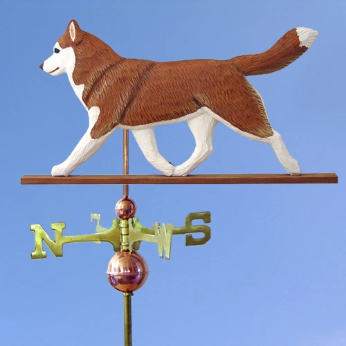 Siberian Husky Hand Carved Hand Painted Basswood Dog Weathervane Red/White - Image 1 of 1