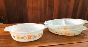 Lot 3 Pyrex Cinderella Bowl 444 Town & Country Brown Orange White No Lids - Picture 1 of 10