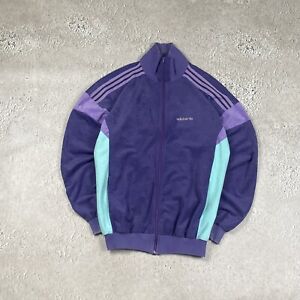 80er 90er Jahre seltene Adidas Vintage Herren Samt Farbe Block lila Trainingsjacke XL