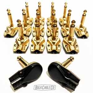 Paquete de 16 - Juego de conectores de panqueques dorado/negro de ángulo recto de 1/4" - Cables de conexión hágalo usted mismo - Imagen 1 de 12