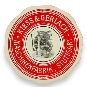 Kiess & Gerlach Maschinenfabrik Stuttgart Vintage Scarce Early Luggage Label - Picture 1 of 2