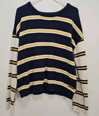 Element Womens Vintage Sweater Navy Cream Yellow Stripe Sz L - Image 1 of 4