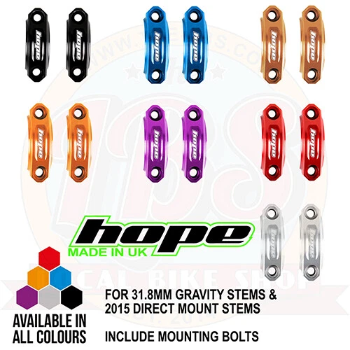 Abrazadera de placa frontal de vástago Hope 31,8 mm gravedad/2015 DM incluye pernos todos los colores nueva Foto 1 de 1
