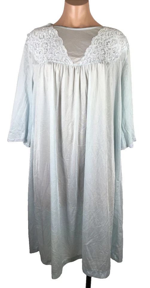 Vintage USA Made Nancy King Lingerie Long Robe Size M/L Light Blue Nylon - Image 1 of 4