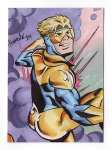 PRINT JLI - Booster Gold #1 Sketch Card Limited Ed. 1/4 ACEO ATC - Picture 1 of 5