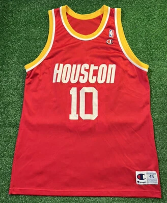 Vintage Houston Rockets Sam Cassell #10 NBA Champion Red Jersey Size 48 MINT - Image 1 of 2