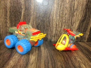 VTG 1992 Skeletcar See Through 4 X 4 Pick Up Truck & Helicopter Toys Rare HTF - Picture 1 of 20