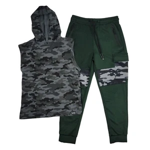 Brooklyn's Best Boys Size Medium (10-12) 2-Piece Loungewear Set, Gray Camo/Green - Picture 1 of 8