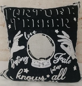 Throw Pillow Crystal Ball Fortune Teller Black Halloween - Picture 1 of 7