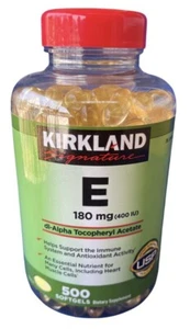 Kirkland Signature VITAMIN E 180 mg (400IU) 500 Softgels EXP 08/2028 - Picture 1 of 4