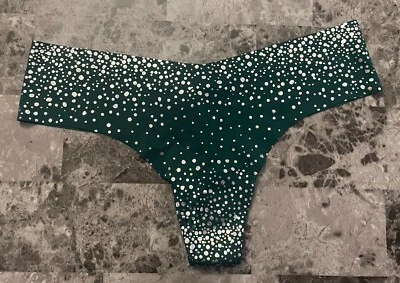 NUEVO CON ETIQUETAS BRAGAS TANGA VICTORIA'S SECRET M VERDE PLATA LUNARES BRILLO RARAS NO SHOW Foto 1 de 3