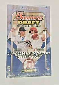 2015 BOWMAN DRAFT BASEBALL FACTORY SEALED  JUMBO HOBBY BOX 3 AUTOS - 12 PACKS - Picture 1 of 3