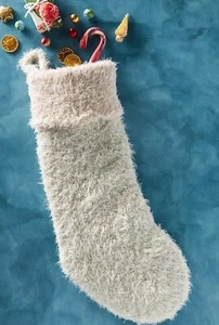 ANTHROPOLOGIE VIENNE SWEATER KNIT CHRISTMAS HOLIDAY STOCKING BEIGE GOLD SPARKLE - Picture 1 of 4