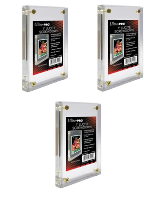 (3-Pack) Ultra Pro 1" Lucite Screwdown Inch Thick Brick Card Holder Deluxe Slab - Image 1 of 3