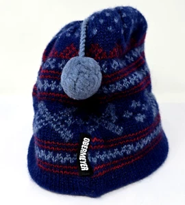 Vtg Obermeyer Women Ladies Beanie Hat Cap Ski Nordic Knit Pompom 100% Wool - Picture 1 of 9