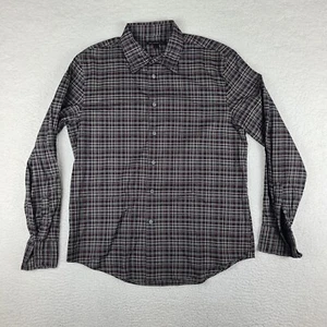 John Varvatos Shirt Mens Large Black Purple Plaid Multi Color Dress Button Up - Picture 1 of 12