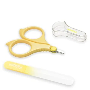 PAFASON Baby Round Tip Safety Manicure Nail Scissors and Glass Yellow - Picture 1 of 6