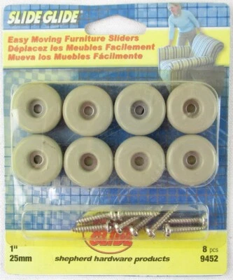 NIP Shepherd Slide Glide Furniture Sliders, 1" (25mm), 8 Pcs., 9452 - Image 1 of 2