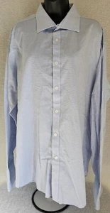 Michael Kors Mens Shirt Size 17/17.5 34/35 White Blue Striped - Picture 1 of 24