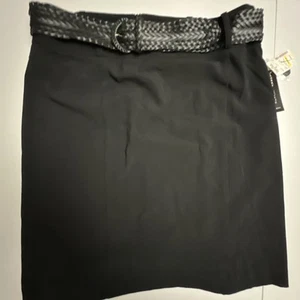 Falda Larry Levine para mujer talla 14 negra elástica con cinturón trasero botón ventilación NUEVA NUEVA CON ETIQUETAS - Imagen 1 de 20
