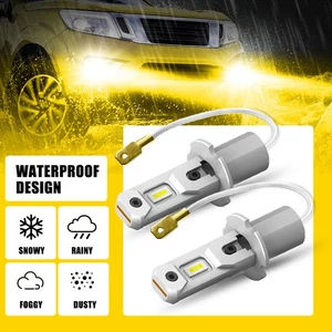 AUXITO H3 LED 100W 3000K Yellow Bulb Two Fog Light Super Lamp Bright 10000LM Kit - Picture 1 of 10
