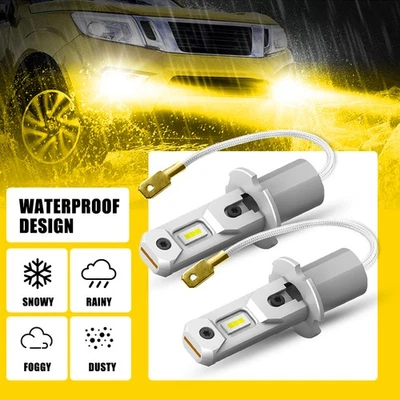 AUXITO H3 LED 100W 3000K Yellow Bulb Two Fog Light Super Lamp Bright 10000LM Kit - Image 1 of 4