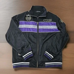 COOGI Black Purple Embroidered Varsity Jacket Mens Size Large Heavy Y2K Jacket - Picture 1 of 8