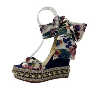 Auth CHRISTIAN LOUBOUTIN - Navy Gold Multi Suede Hardware Women's Sandals - Picture 1 of 11