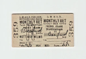 LMS Railway Ticket Basford to Nottingham 1938 - Picture 1 of 2