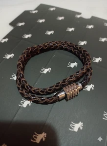 Pulsera de cuero genuino de doble envoltura para hombre - Cierre magnético - Imagen 1 de 4
