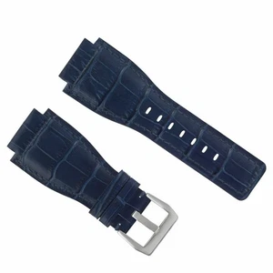 NEW 24MM LEATHER WATCH BAND STRAP FOR BELL & ROSS BR-01-BR-03 WATCH BLUE TOP QLY - Picture 1 of 5