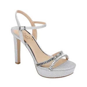*Jewel Badgley Mischka Galllant Platform Evening Silver Glitter Sandals – Sz 11 - Picture 1 of 12