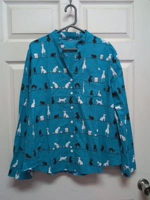Cat.  Womens   Shirt.   Top   Size   XL-3X. Long  Sleeve    Turquoise /  White   - Image 1 of 4