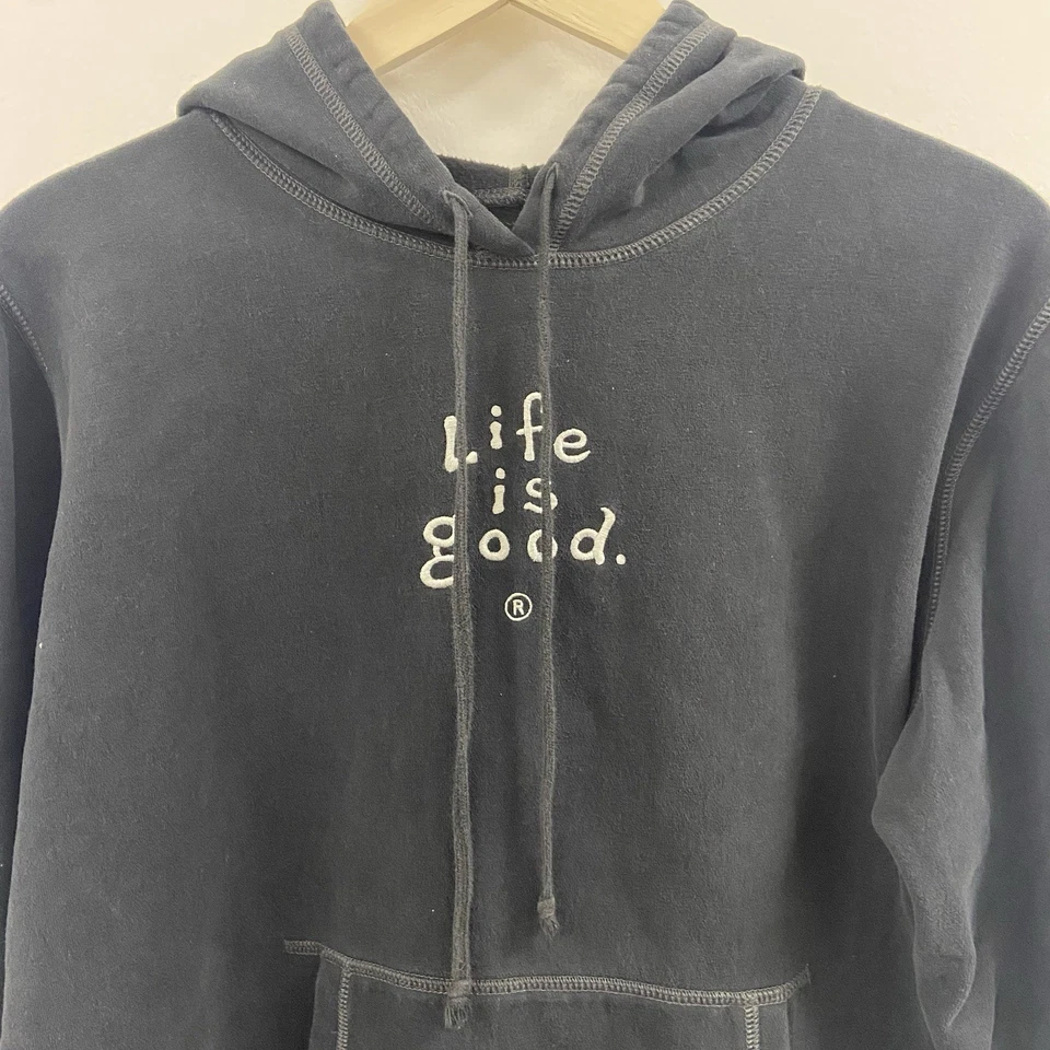 Mujeres XL Life Is Good Sudadera con Capucha Cremallera Completa Bolsillo Negro Súper Suave 1c Foto 1 de 4