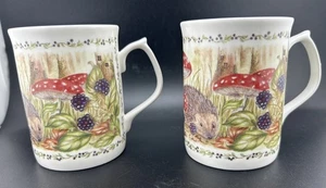 2 X Woodland Friends Hedgehog Mugs Lakeside Collection Fine Bone China Mugs Cups - Picture 1 of 6