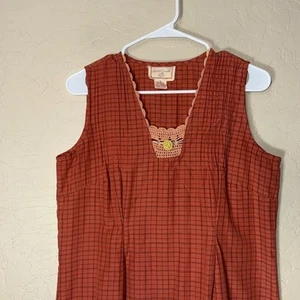April Cornell vintage 100% cotton plaid midi length prairie dress size small - Picture 1 of 9