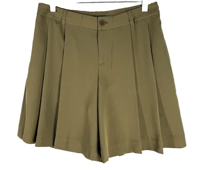 Lauren Ralph Lauren Shorts Womens 2P Olive Green Pleated High Rise Pockets NEW - Image 1 of 4