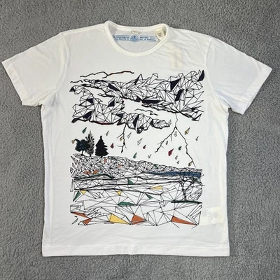 DIESEL V-образным вырезом футболка графический печать 100% хлопок белый мужской размер L винтажный новый с Ярлыками - Изображение 1 из 4