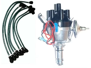 Jaguar 6cyl Electronic NEGATIVE EARTH Distributor & Silicone HT leads Push Fit  - Picture 1 of 1