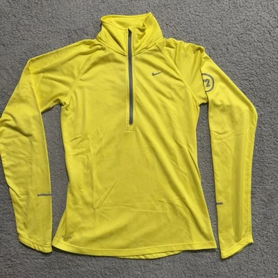 Nike Women’s Running Top Size Small Dri Fit Element Yellow Lightweight Pullover - Image 1 of 4