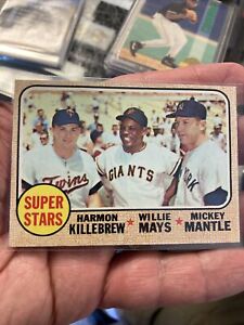 1968 Topps Baseball Super Stars - Mantle, Mays, Killebrew card number 490