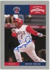 2004 Donruss Team Heroes Showdown Silver #5 Bengie Molina /50 Auto Autograph 