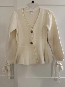 EUC Venus Cream Peplum Sweater / Top Sz M Lagom Quiet Luxury Soft Girl - Picture 1 of 5
