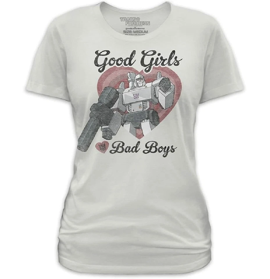 Juniors Silver TV Show Transformers Decepticon Bad Guys Need Love T-Shirt Tee - Image 1 of 1