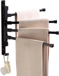 Oil Rubbed Bronze Towel Bars for Bathroom Wall Mounted Swivel Towel Rack Holder - Picture 1 of 5