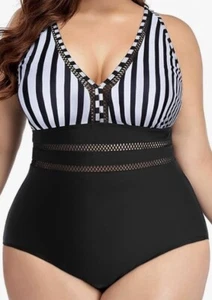Daci Women Plus Size One Piece Swimsuits Sexy V Neck Backless Bathing Suit XXL - Picture 1 of 5