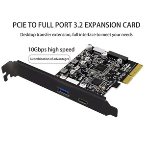 PCIe 3.0 to USB 3.2 Gen2 10Gbps Expansion Card With Dual 10Gbps Ports New - Afbeelding 1 van 13
