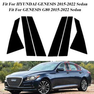 6 piezas para HYUNDAI GENESIS G80 2015-2022 postes de pilar cubierta borde de puerta negro brillante - Imagen 1 de 12