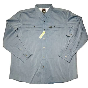 NWT Wrangler Mens Performance Long Sleeve Button Up Shirt 2XL Blue UPF 30 Active - Picture 1 of 11